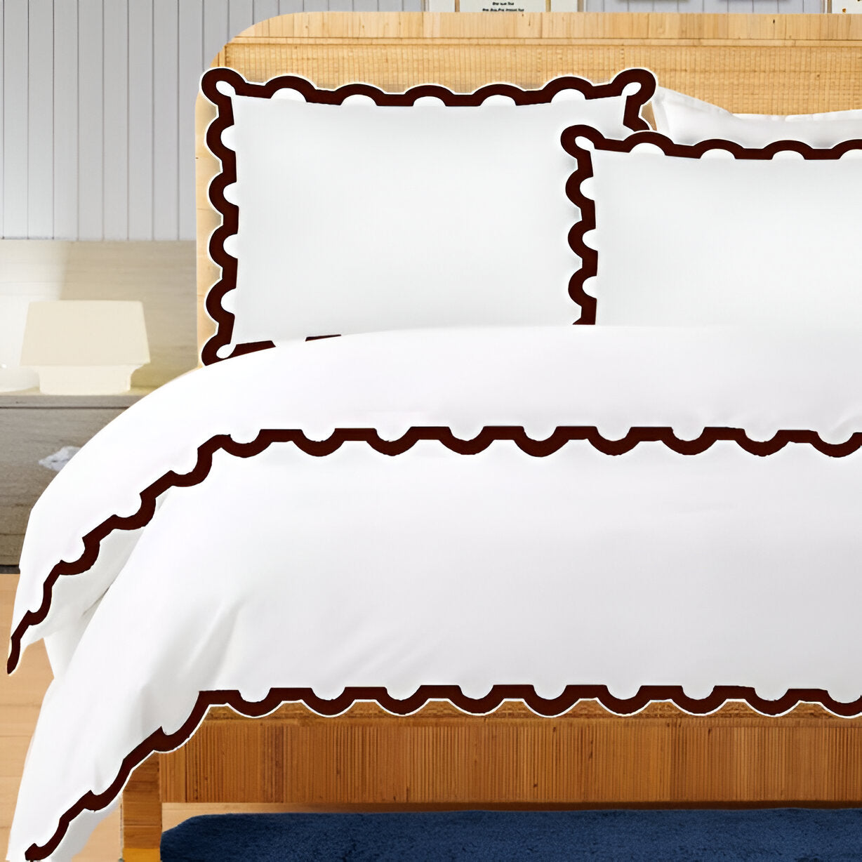 400TC U Shape Applique Embroidery Cotton Duvet Cover Set