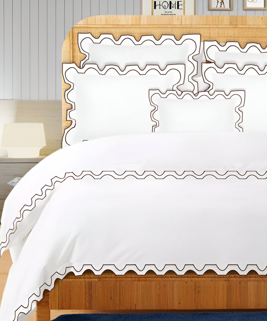 400TC Zig & Zag U Shape Embroidery Cotton Duvet Cover Set