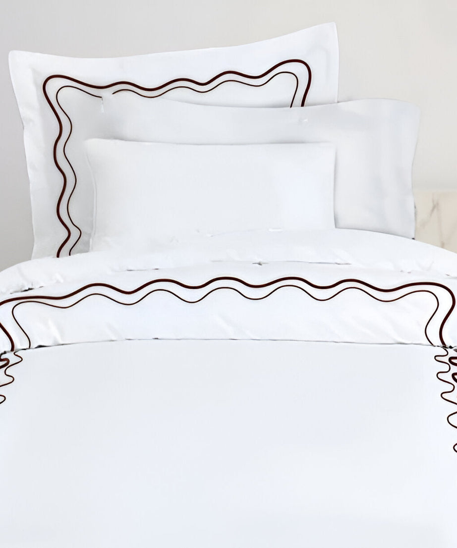 Double Wavy Embroidered Cotton Duvet Cover Set