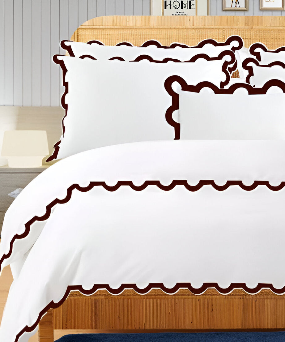 400TC U Shape Applique Embroidery Cotton Duvet Cover Set