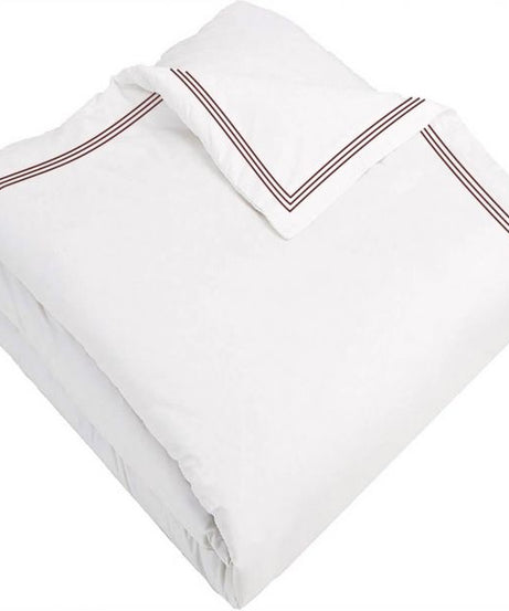 400TC Cotton Triple Edge Embroidery Sateen Solid Duvet Cover Set