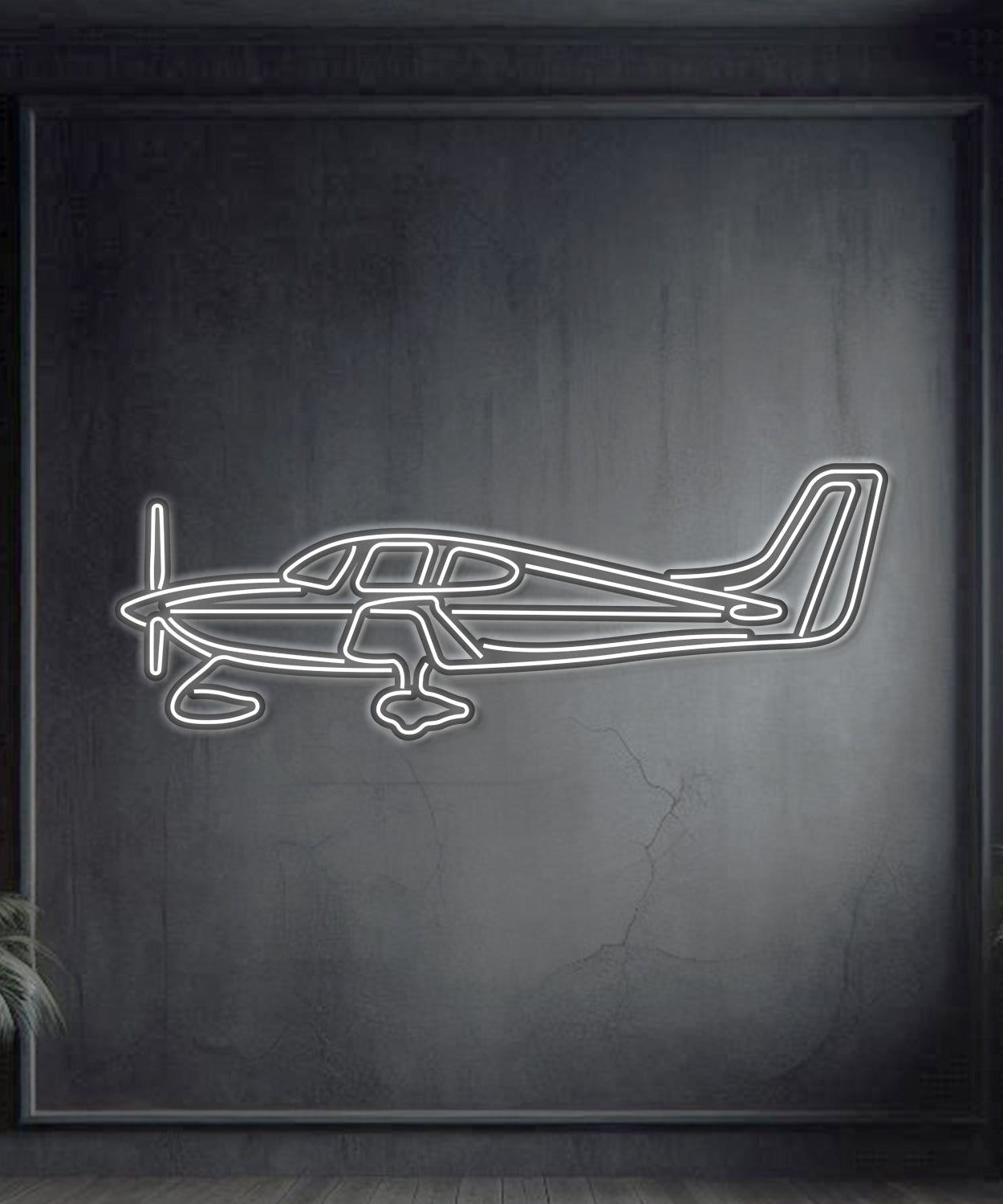 SR22 Metall Neon Flugzeug Wandkunst - NCN0063