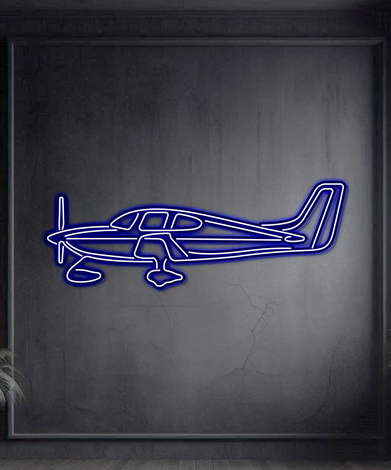 SR22 Metall Neon Flugzeug Wandkunst - NCN0063