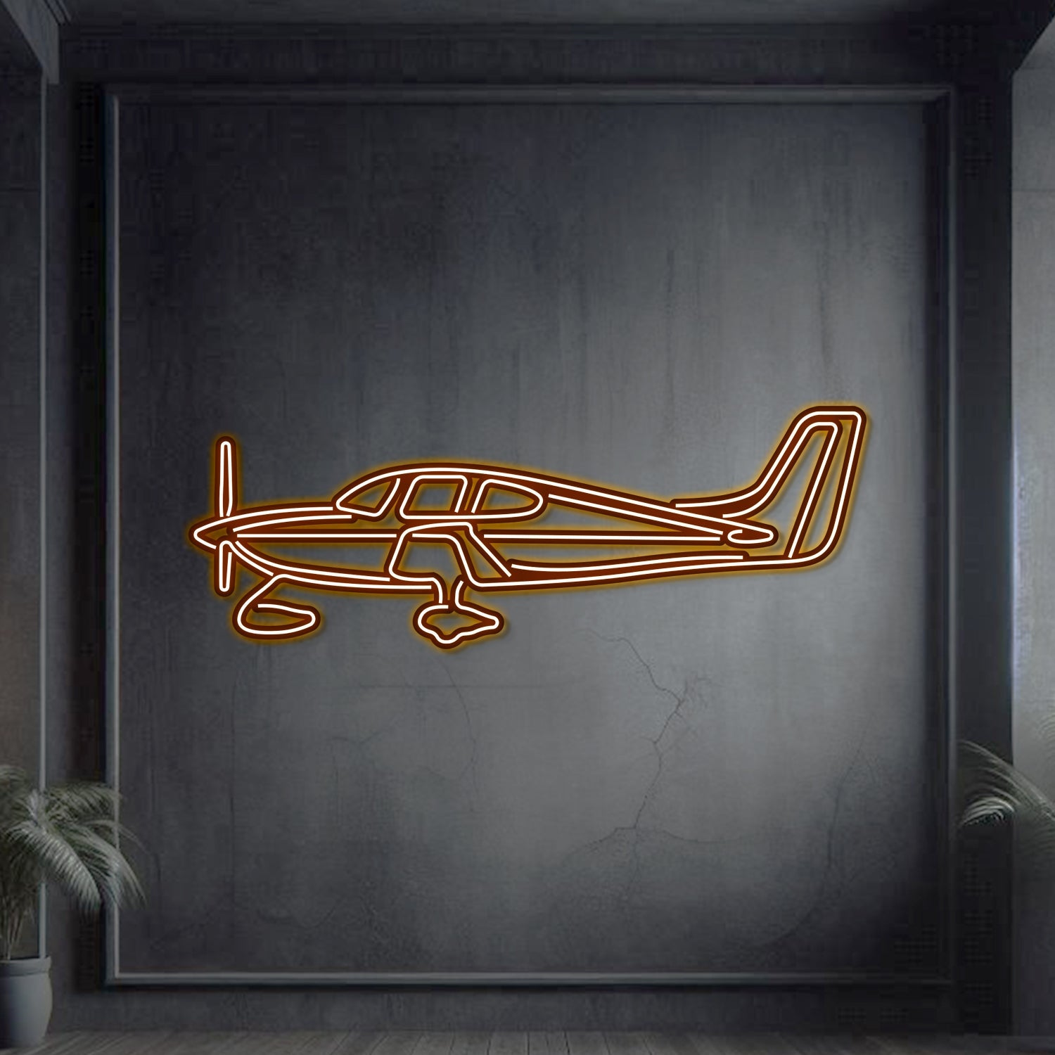 SR22 Metall Neon Flugzeug Wandkunst - NCN0063