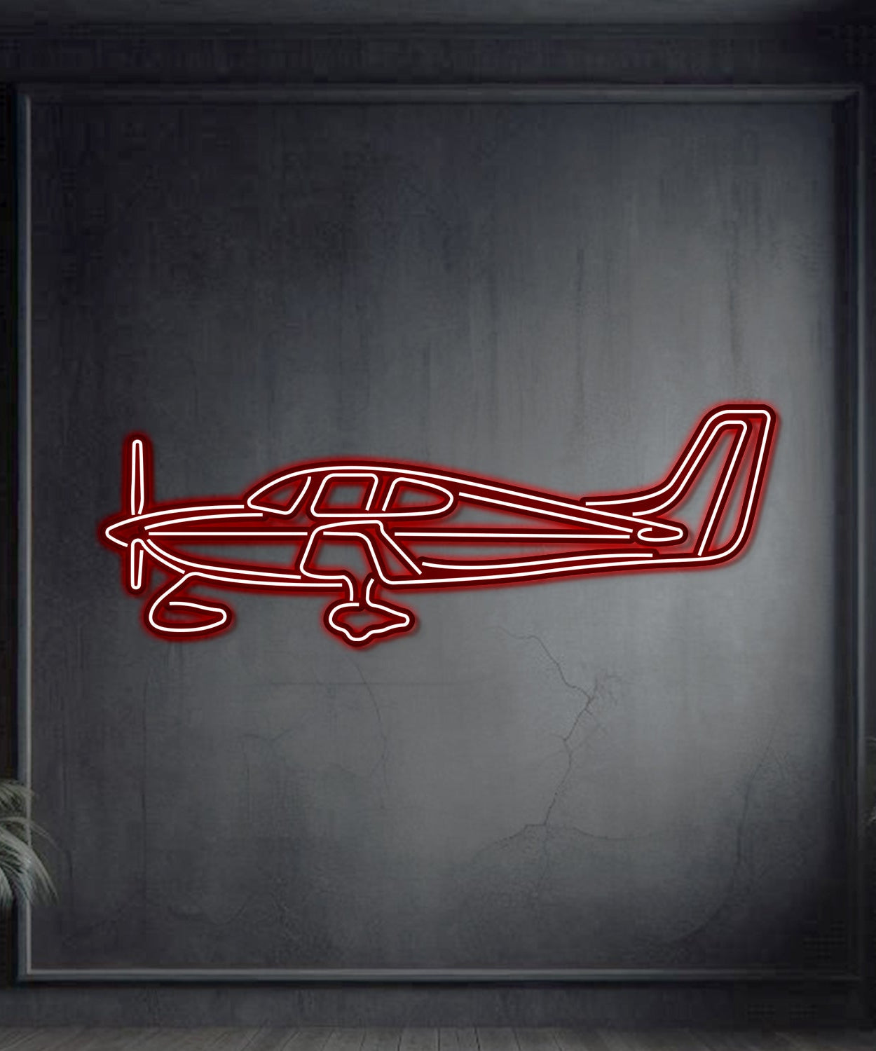 SR22 Metall Neon Flugzeug Wandkunst - NCN0063