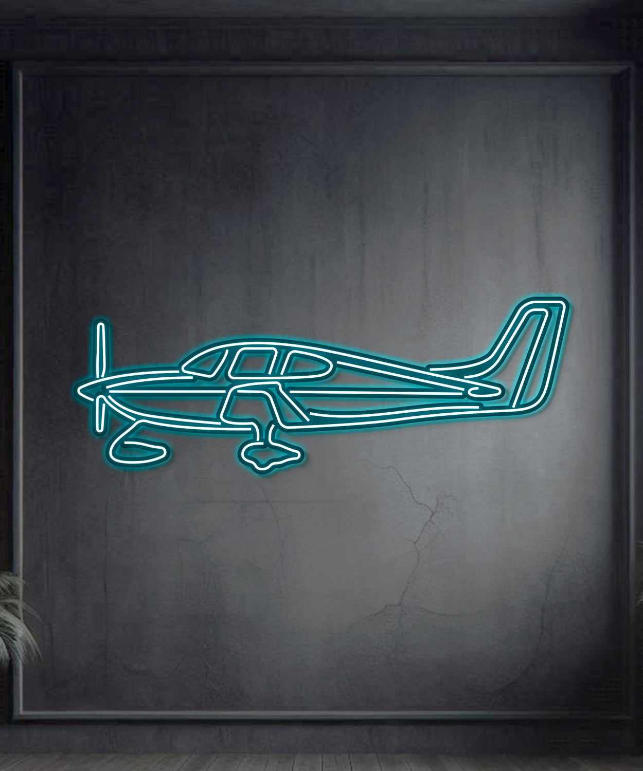 SR22 Metall Neon Flugzeug Wandkunst - NCN0063