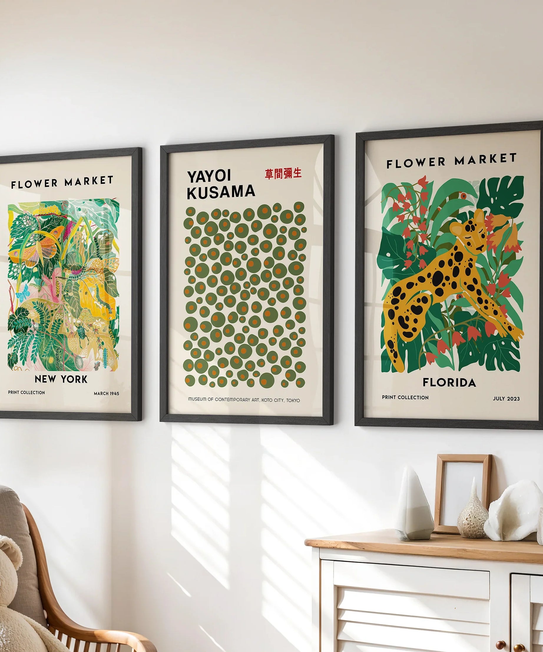 Flower Market, Kusama Art Prints. Modern Tropical Wall Decor