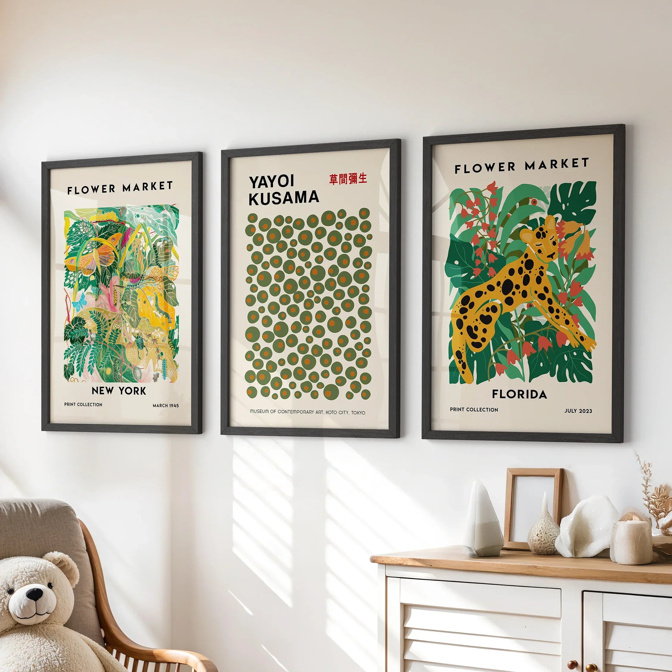 Flower Market, Kusama Art Prints. Modern Tropical Wall Decor