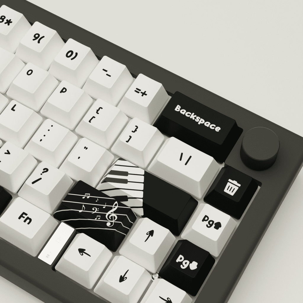 Classic Piano Design Keycaps and Mechanical Keyboard