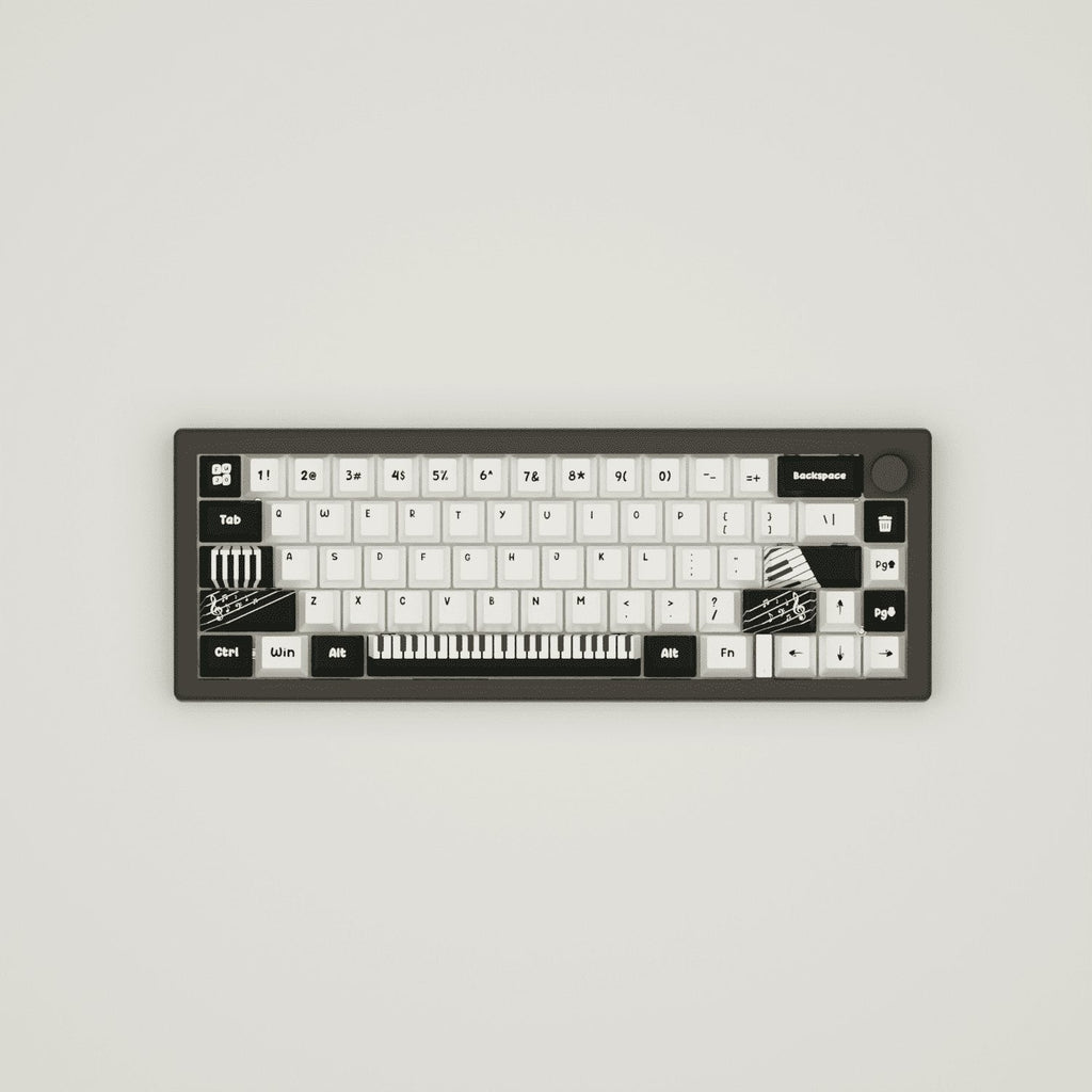Classic Piano Design Keycaps and Mechanical Keyboard