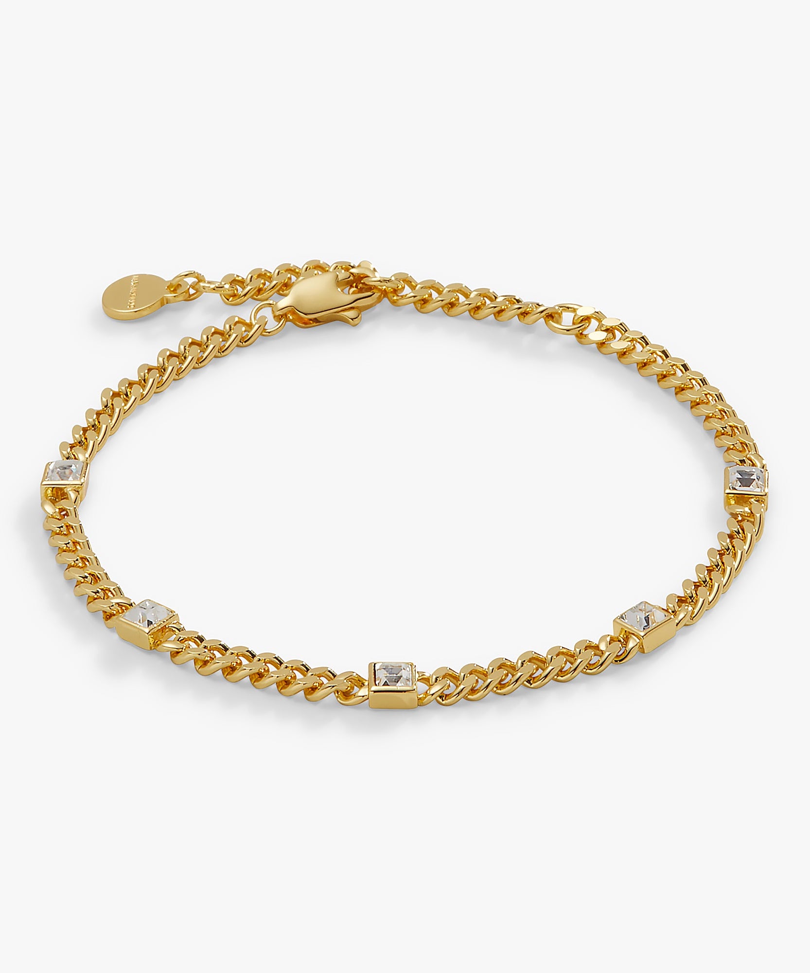 April Birthstone Clear Crystal Curb Chain Bracelet