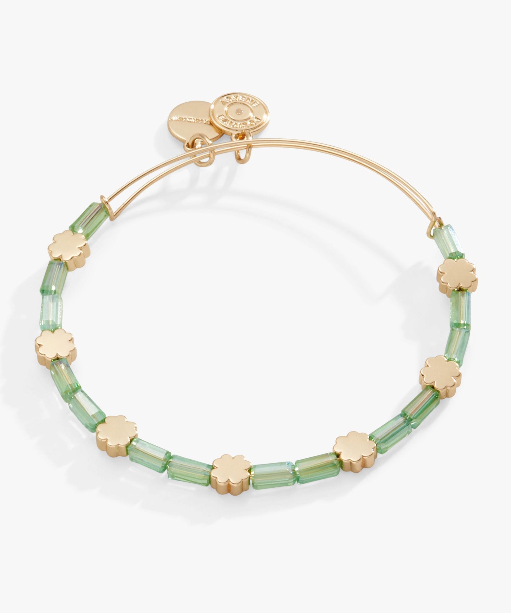 Clover + Crystal Accent Beaded Bangle Bracelet