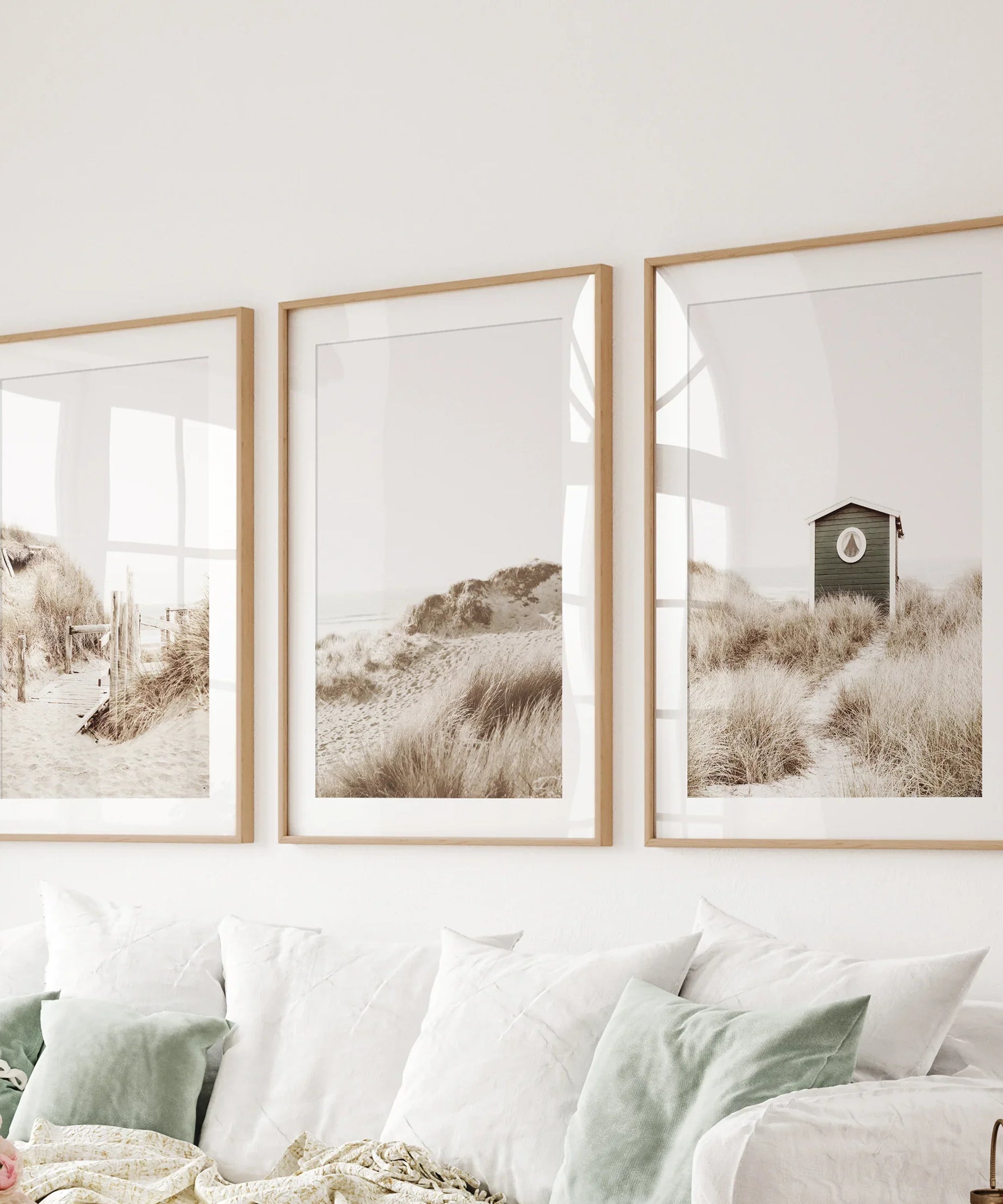 Minimalist Coastal Gallery Wall. Beige Beach Decor Set
