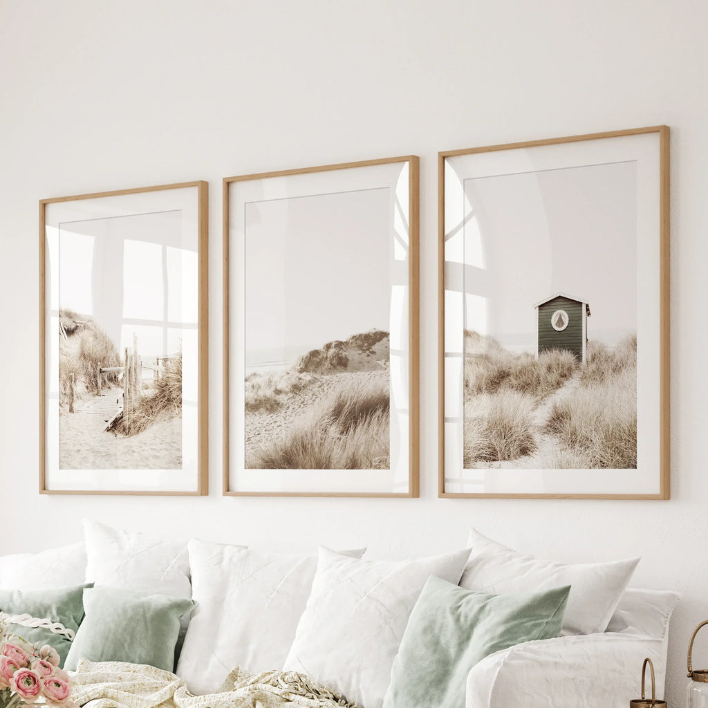 Minimalist Coastal Gallery Wall. Beige Beach Decor Set