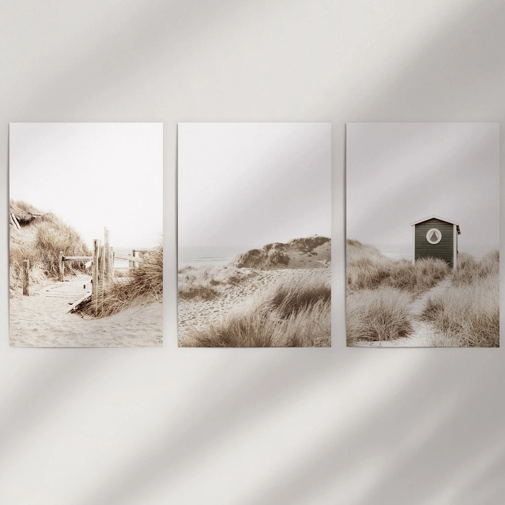 Minimalist Coastal Gallery Wall. Beige Beach Decor Set