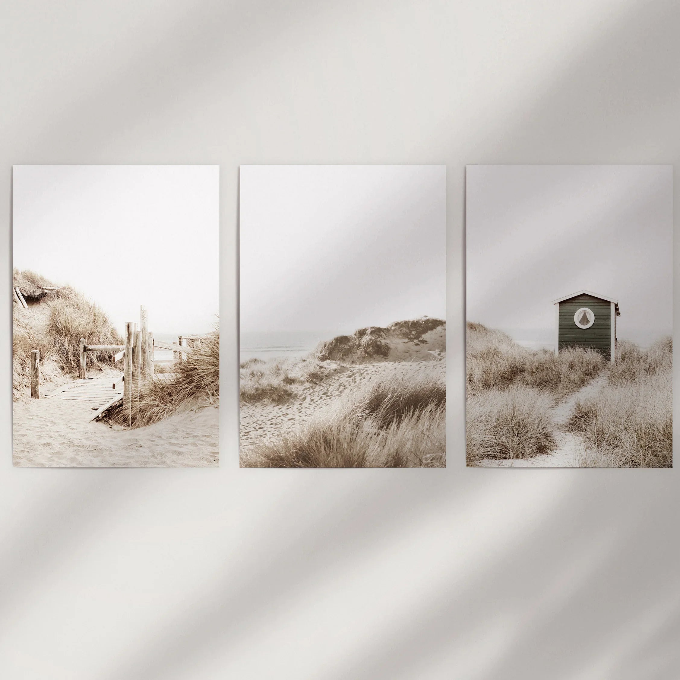 Minimalist Coastal Gallery Wall. Beige Beach Decor Set