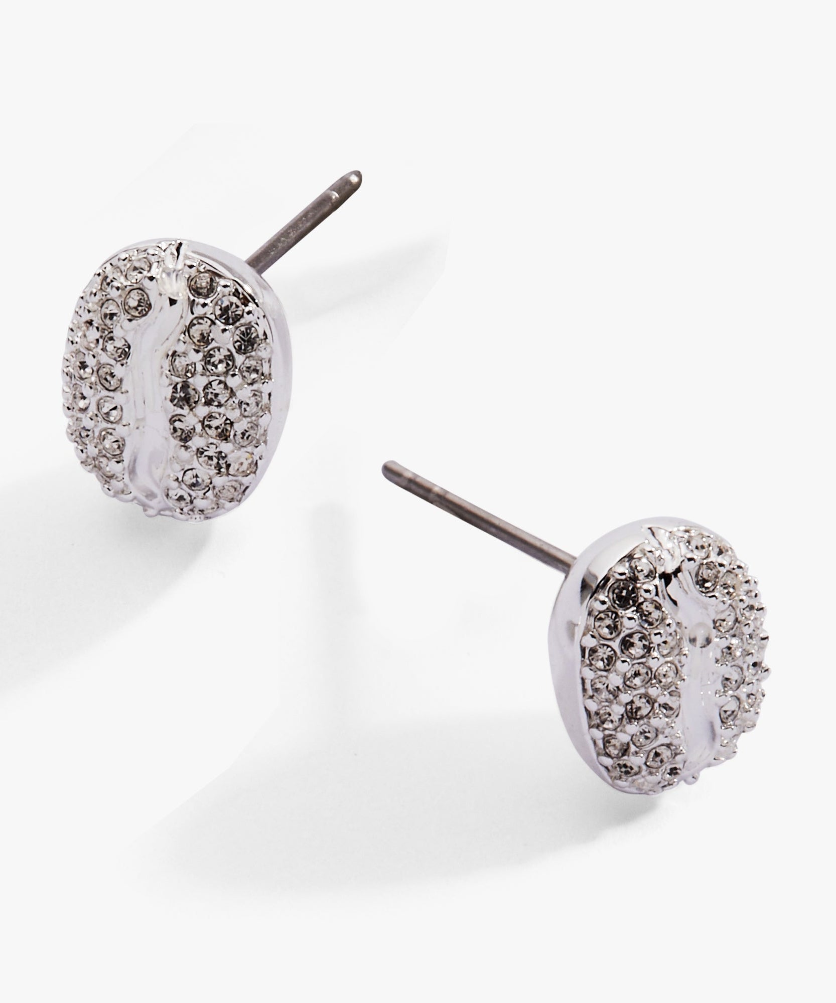 Coffee Bean Pave Crystal Stud Earrings