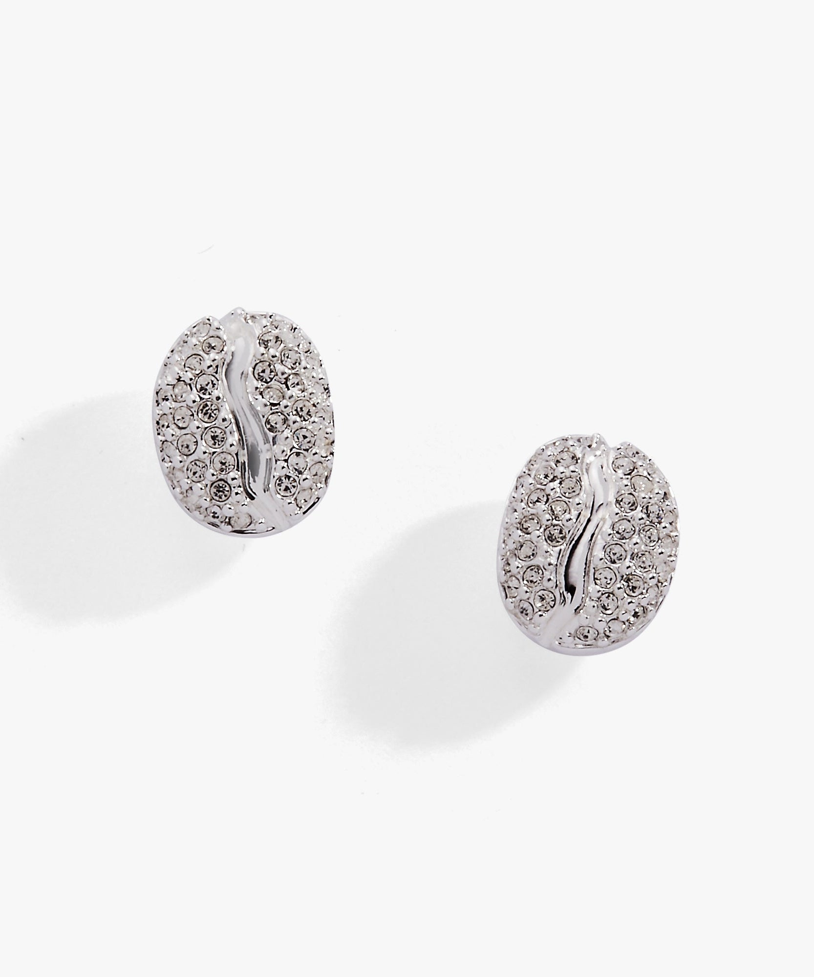 Coffee Bean Pave Crystal Stud Earrings
