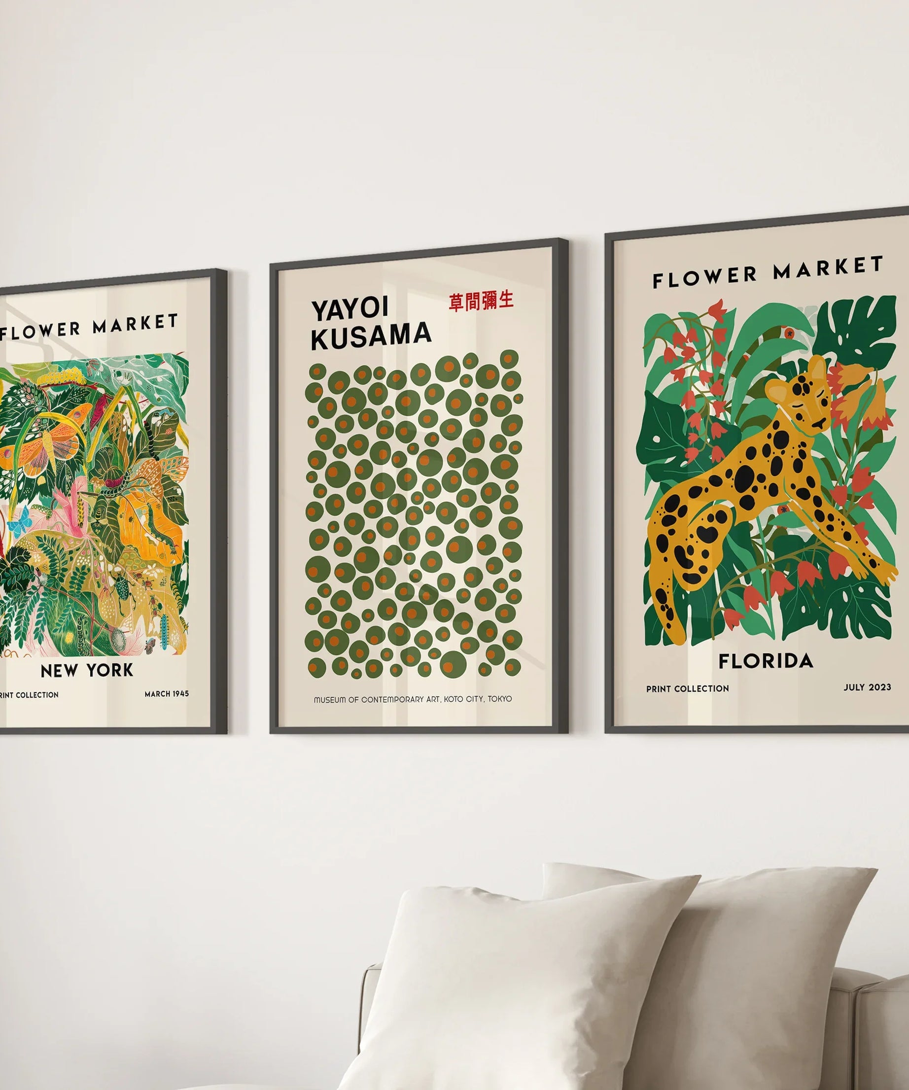 Flower Market, Kusama Art Prints. Modern Tropical Wall Decor