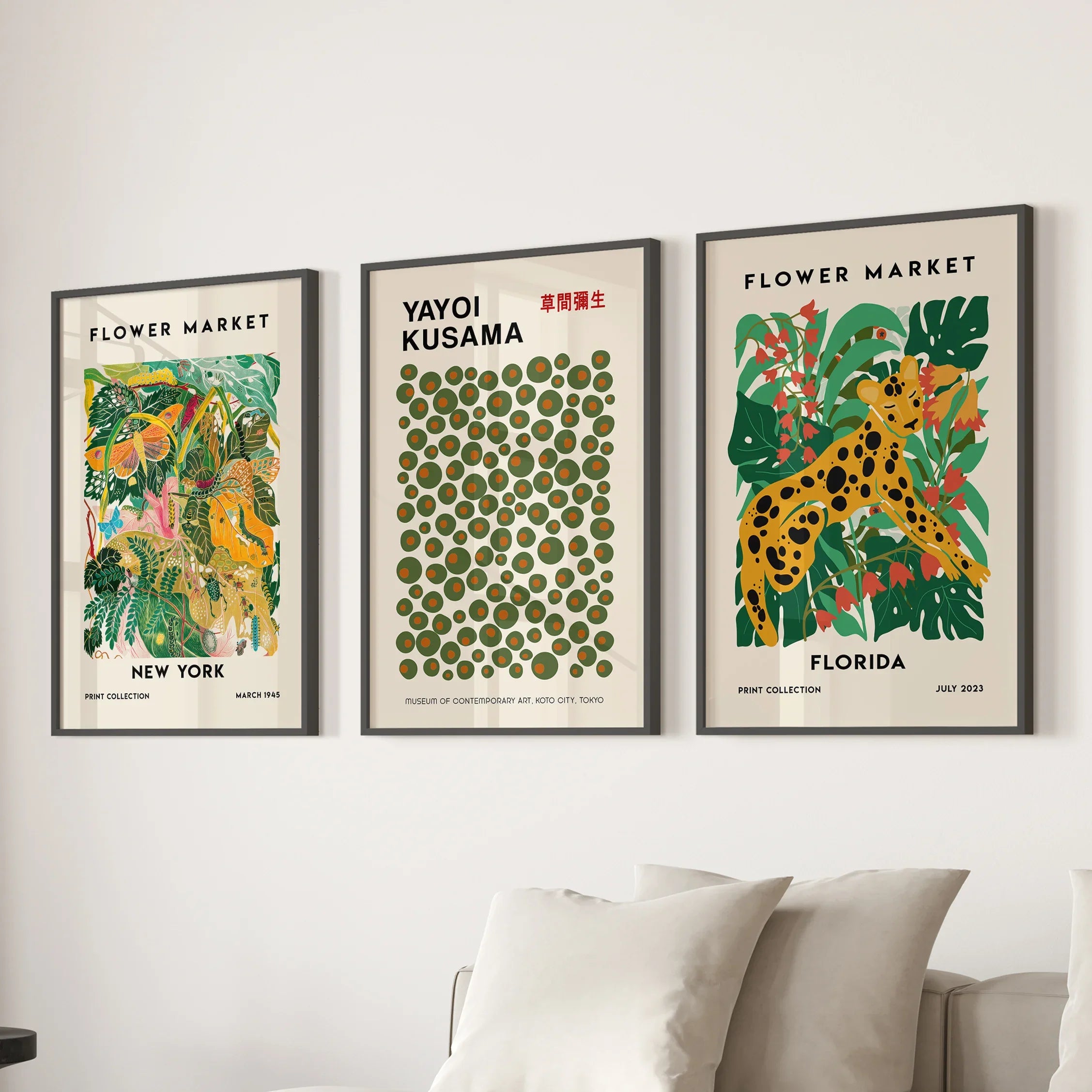 Flower Market, Kusama Art Prints. Modern Tropical Wall Decor
