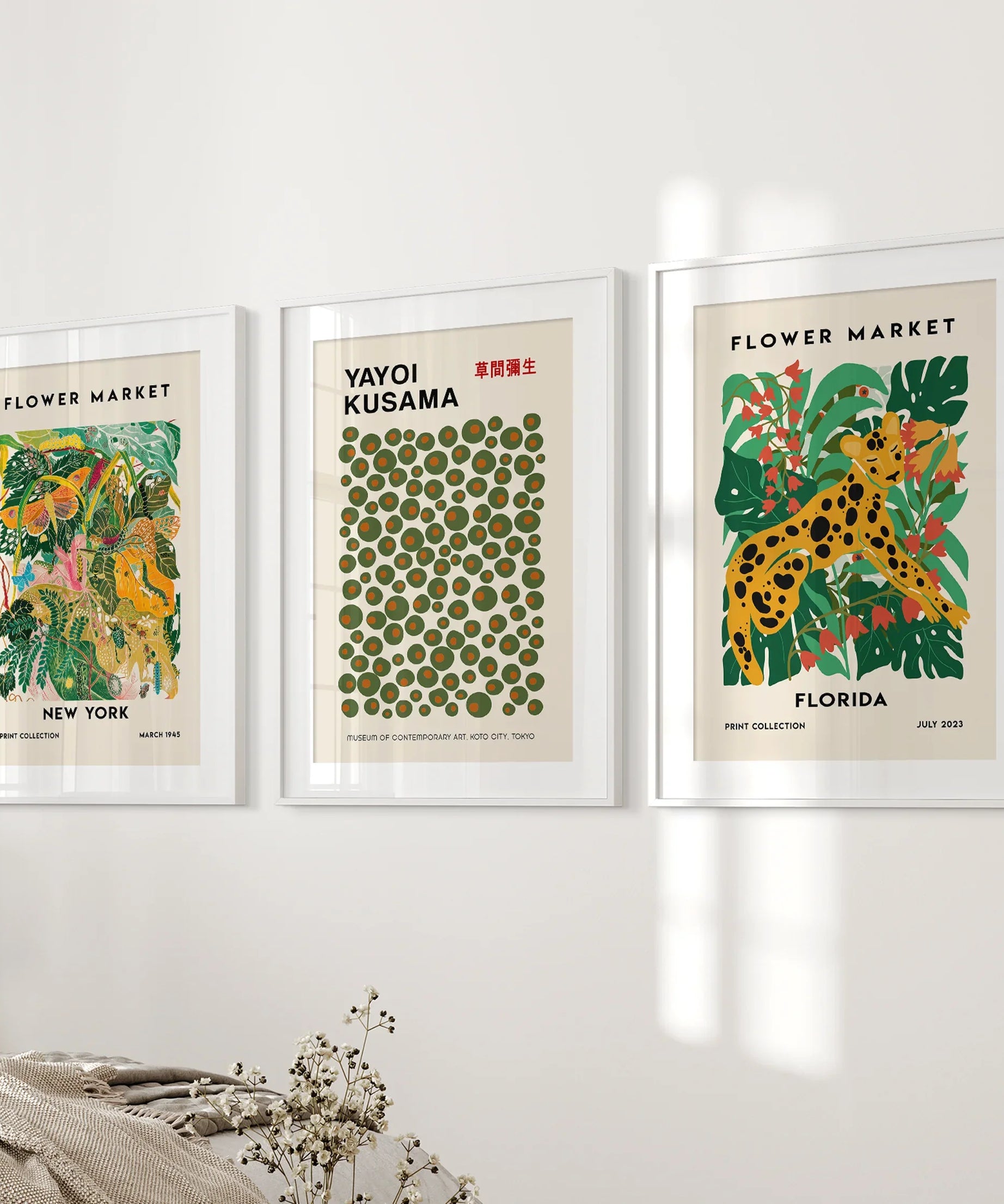 Flower Market, Kusama Art Prints. Modern Tropical Wall Decor