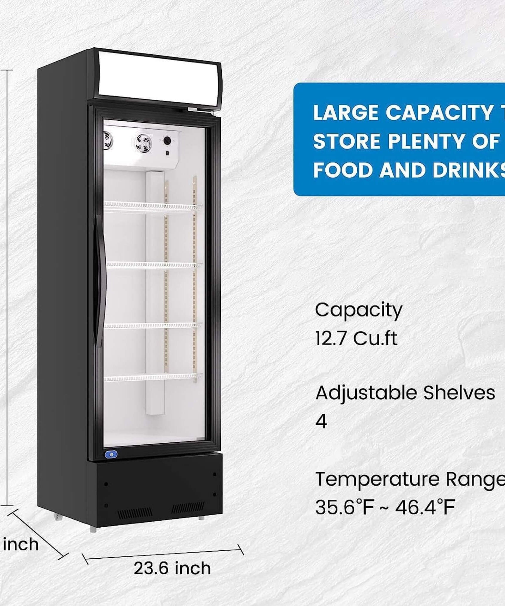 Heavy Duty Industrial Glass Door Beverage Merchandiser Refrigerator Cooler, 11 Cu.Ft (SAK04571)