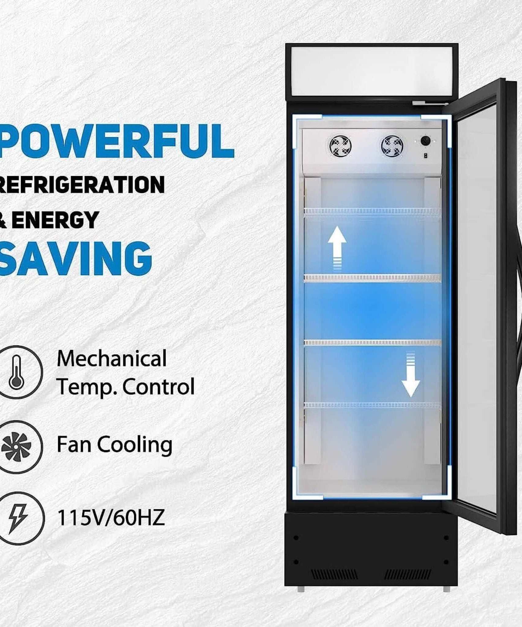 Heavy Duty Industrial Glass Door Beverage Merchandiser Refrigerator Cooler, 11 Cu.Ft (SAK04571)