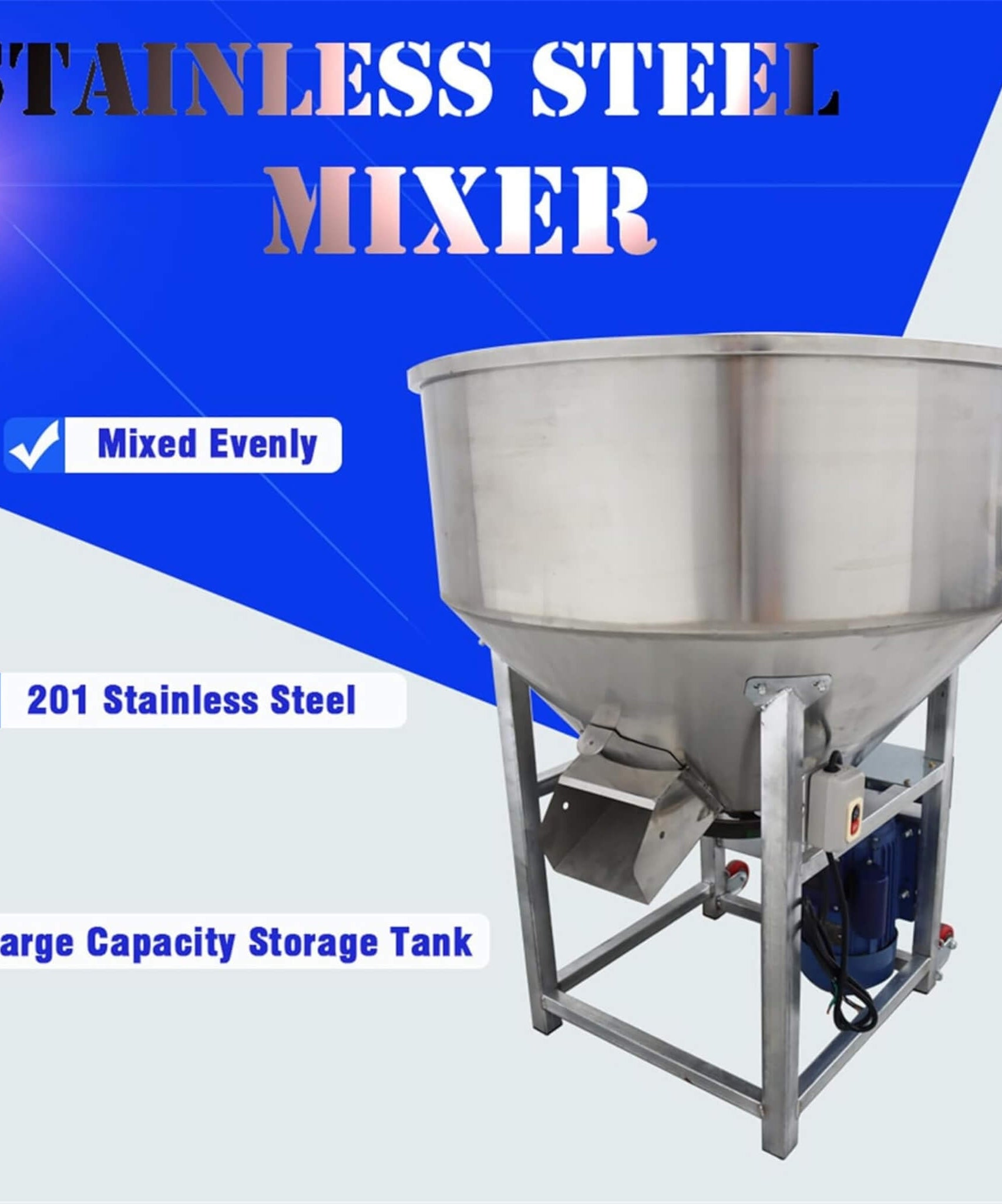 Commercial 110V 4KW Stainless Steel Vertical Feed Mixer Blender [NO PLUG] (SAK40326)