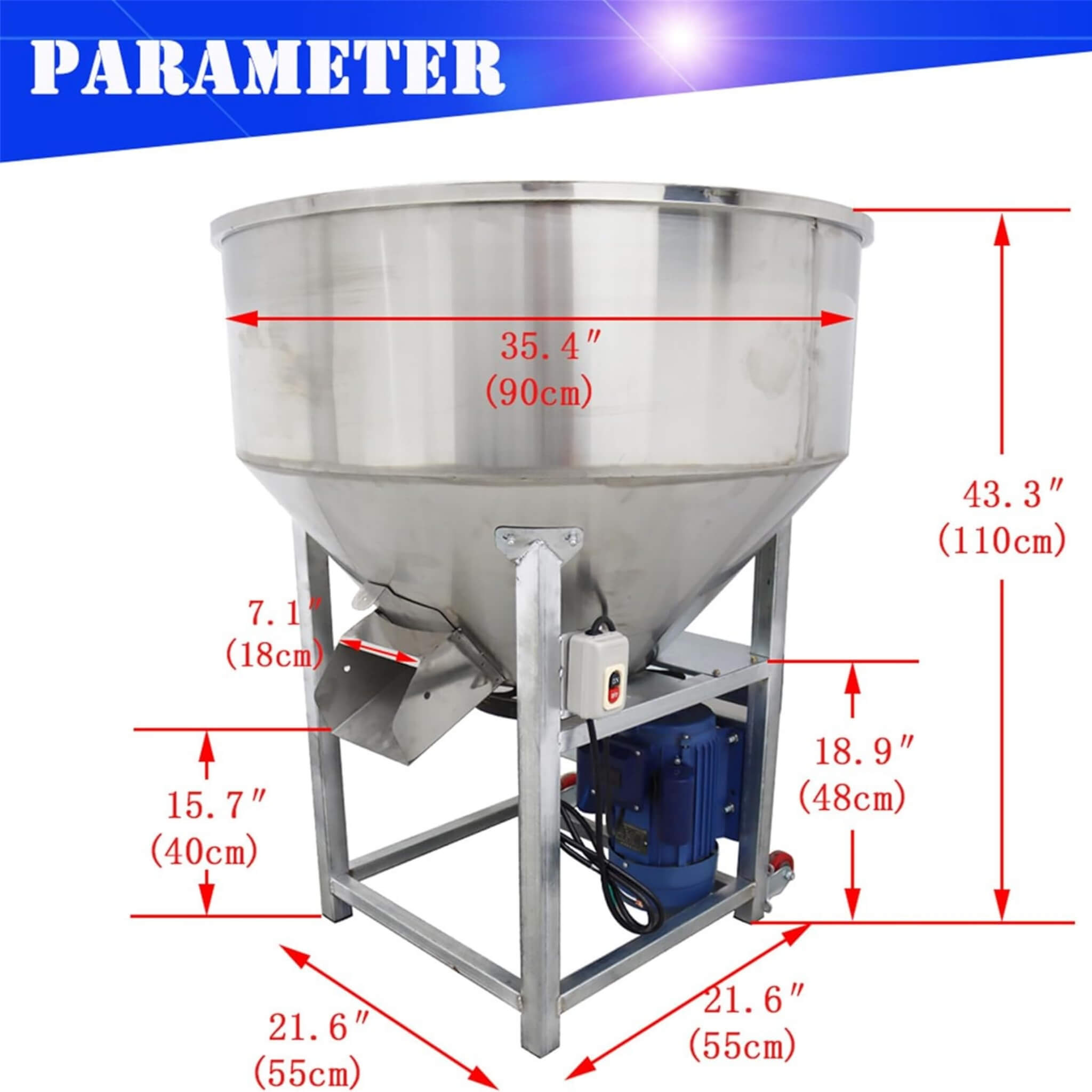 Commercial 110V 4KW Stainless Steel Vertical Feed Mixer Blender [NO PLUG] (SAK40326)