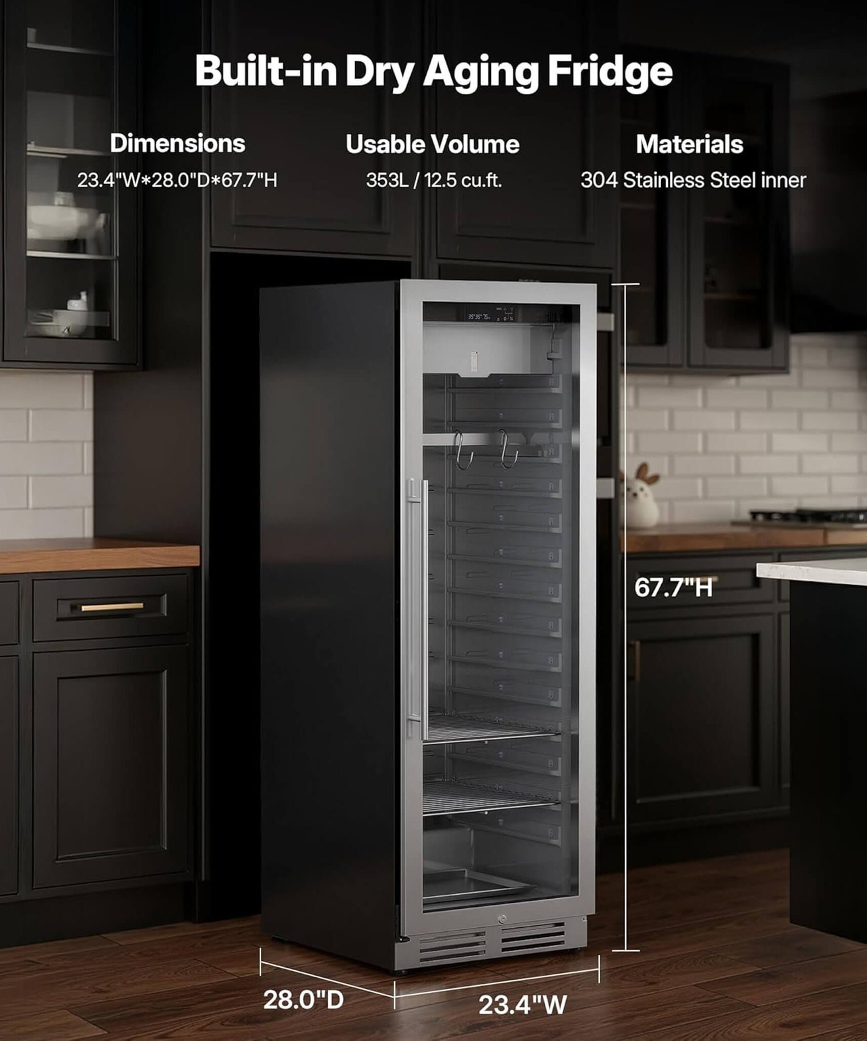 Commercial 12.5 Cu.Ft Dry Aging Fridge For Steaks, Beef, Lamb, And Ham (SAK63584)