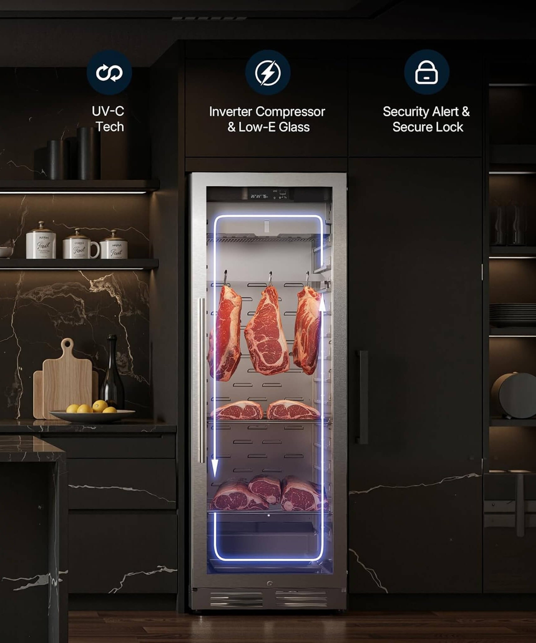 Commercial 12.5 Cu.Ft Dry Aging Fridge For Steaks, Beef, Lamb, And Ham (SAK63584)