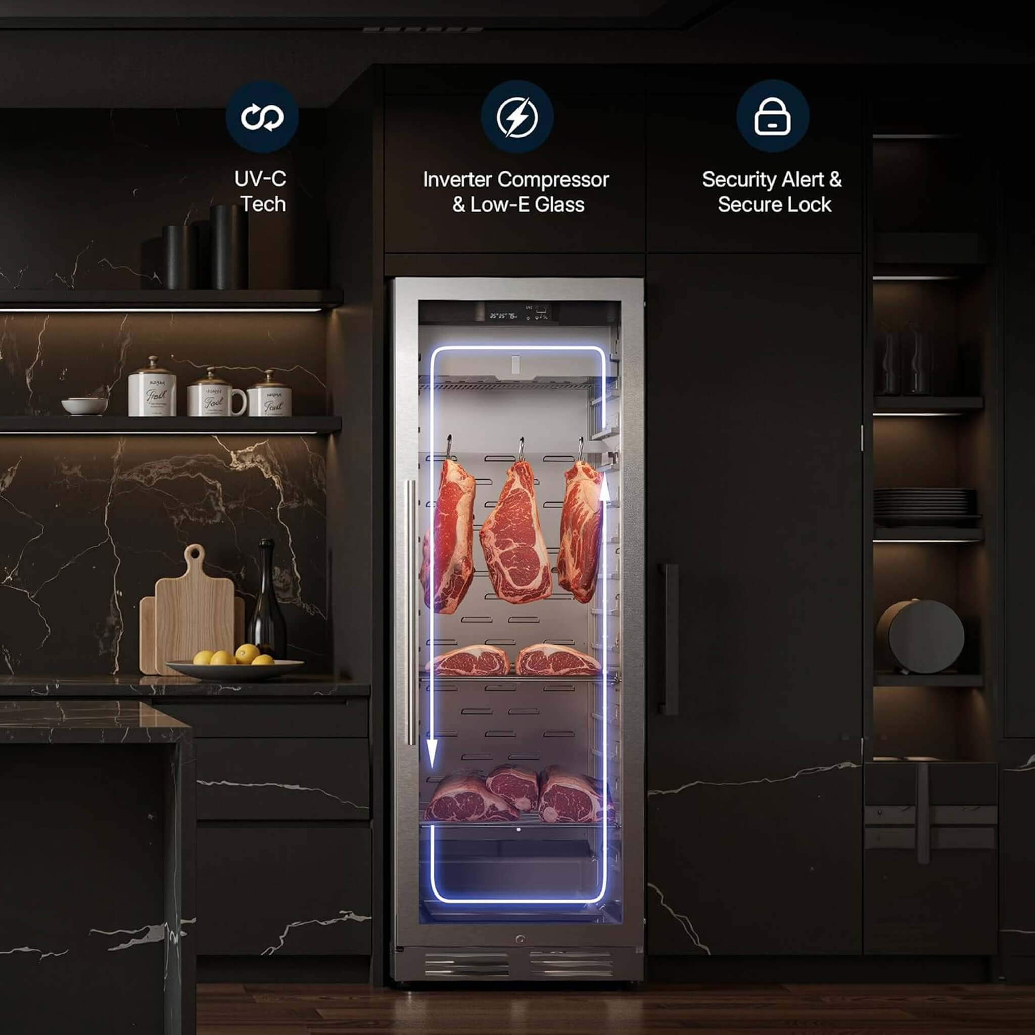 Commercial 12.5 Cu.Ft Dry Aging Fridge For Steaks, Beef, Lamb, And Ham (SAK63584)