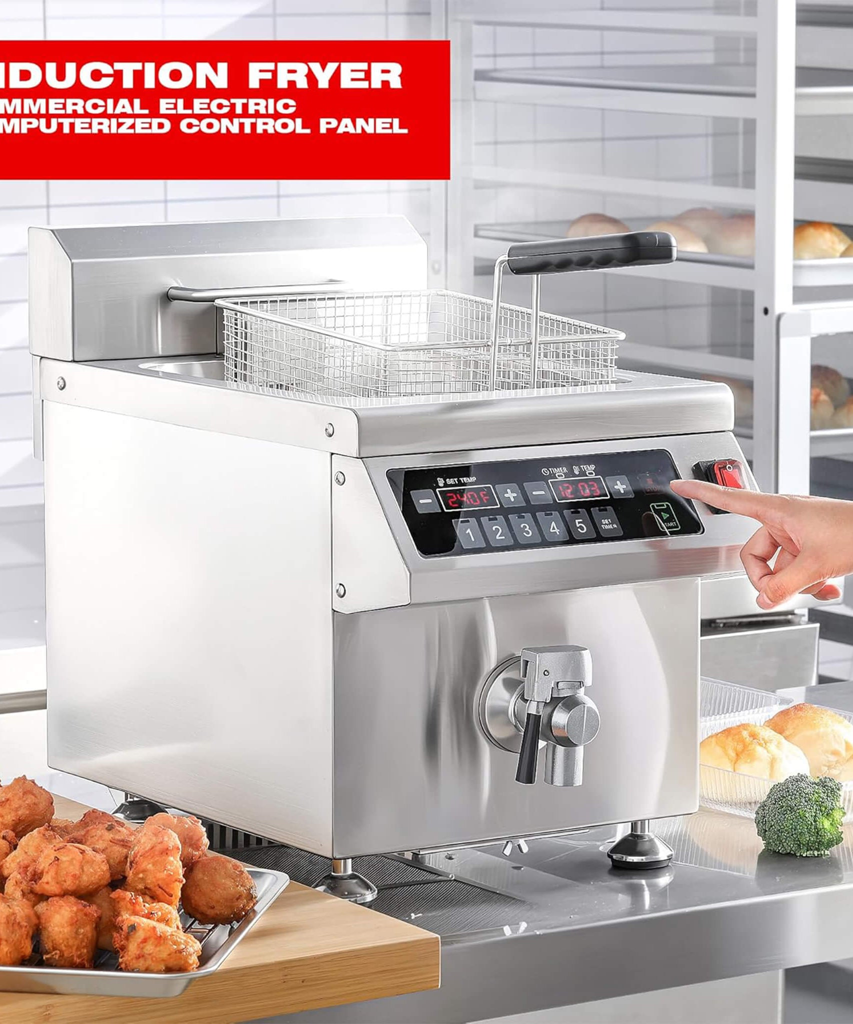Commercial 12.6 QT 1800W Electric Induction Deep Fryer With Timer (SAK15870)