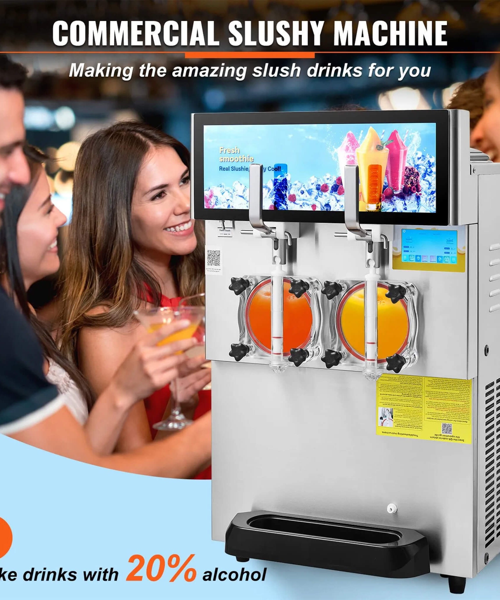 16L Commercial 1155W Double Bowl Stainless Steel Slushy Margarita Machine (SAK98402)