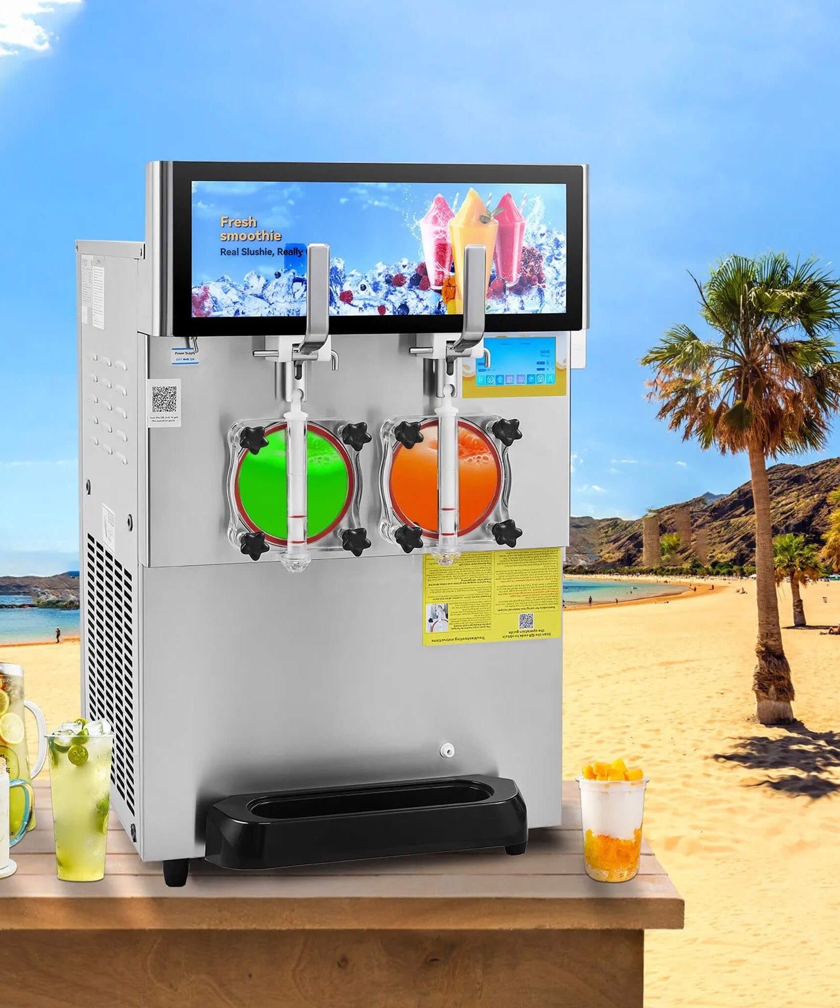 16L Commercial 1155W Double Bowl Stainless Steel Slushy Margarita Machine (SAK98402)