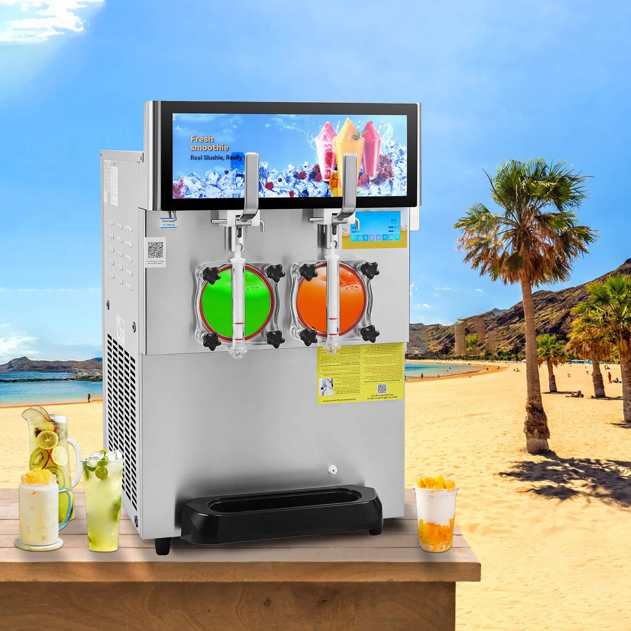 16L Commercial 1155W Double Bowl Stainless Steel Slushy Margarita Machine (SAK98402)