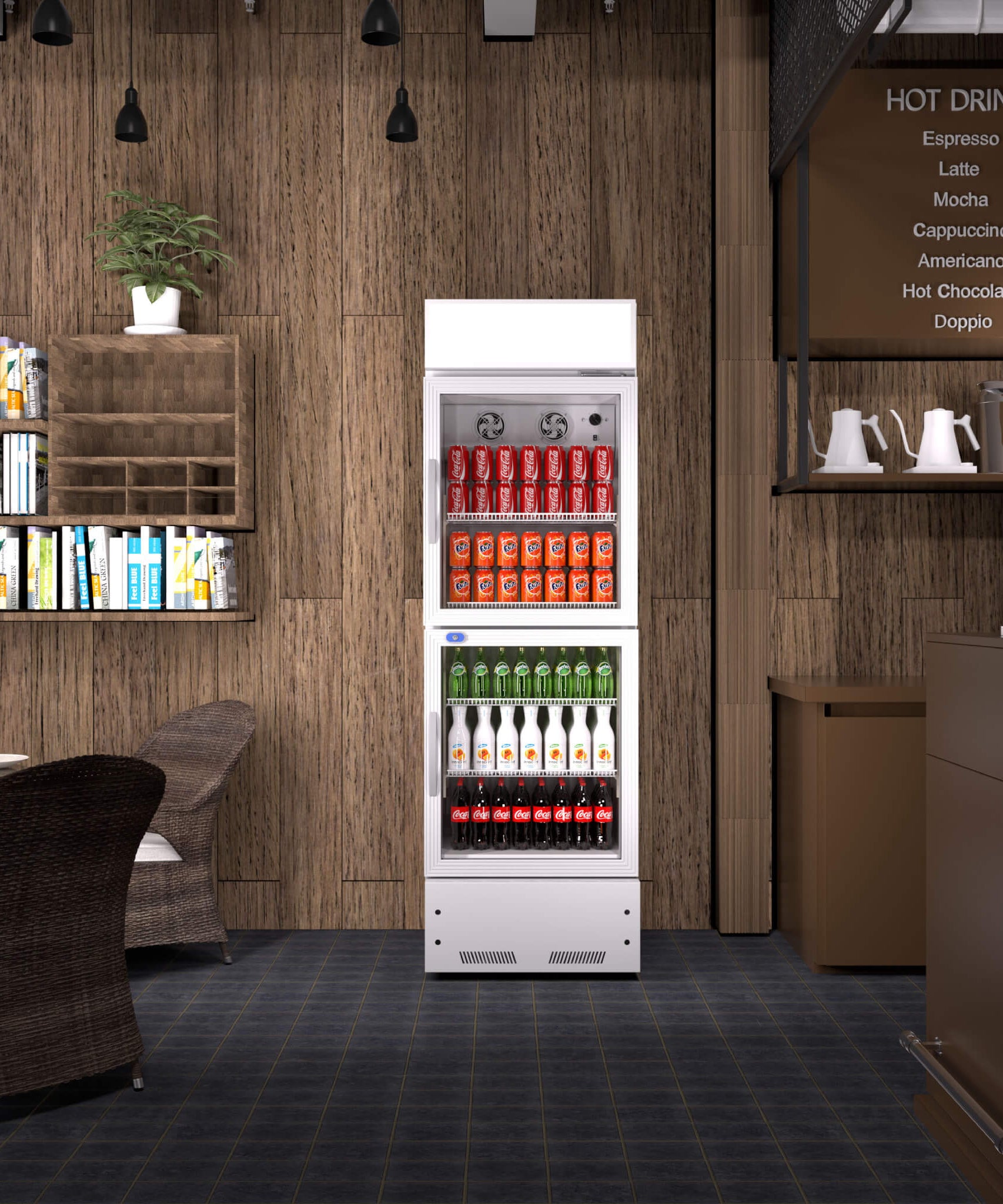Commercial 2-Door Beverage Refrigerator Cooler With LED Lighting (SAK15896)