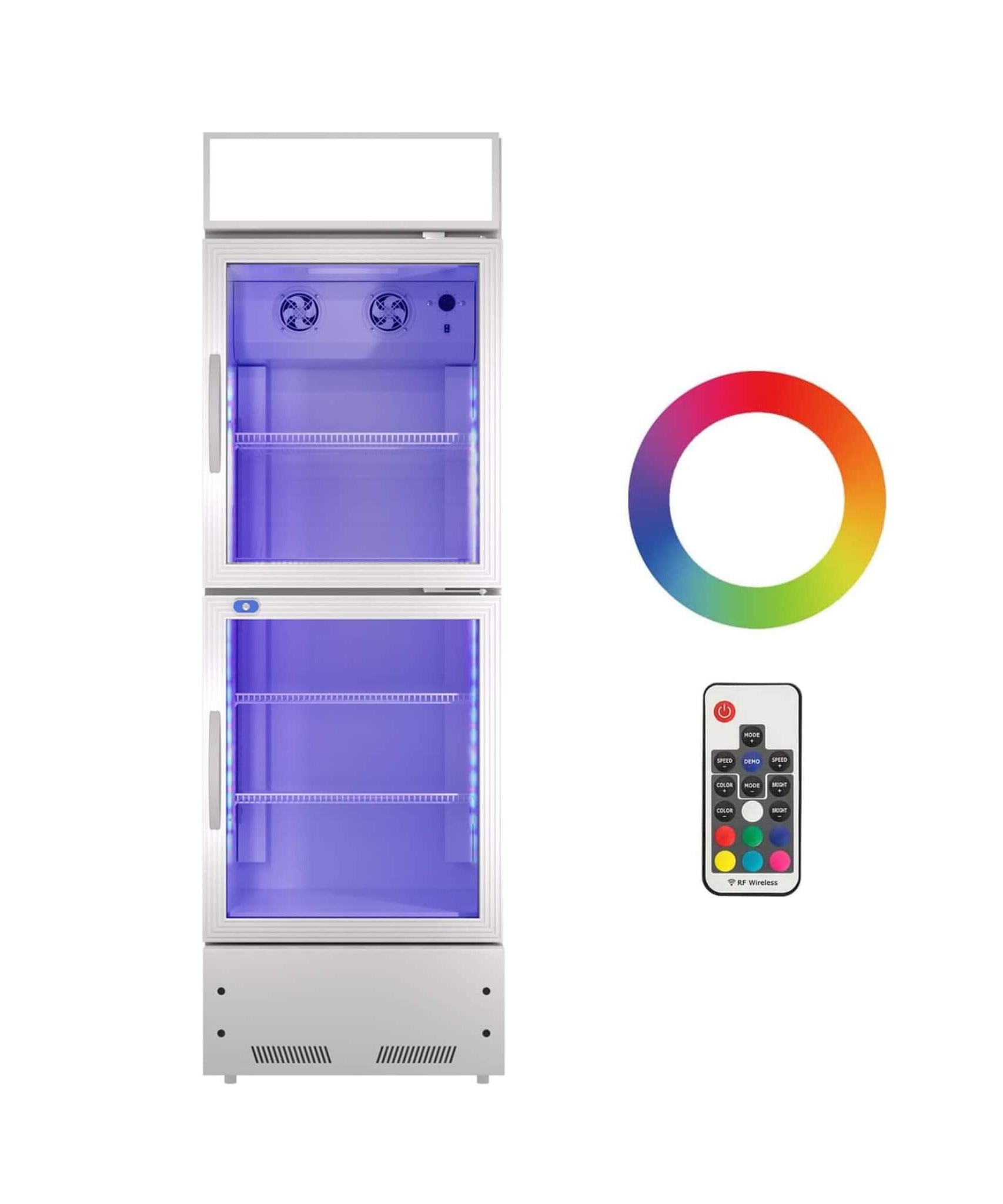 Commercial 2-Door Beverage Refrigerator Cooler With LED Lighting (SAK15896)