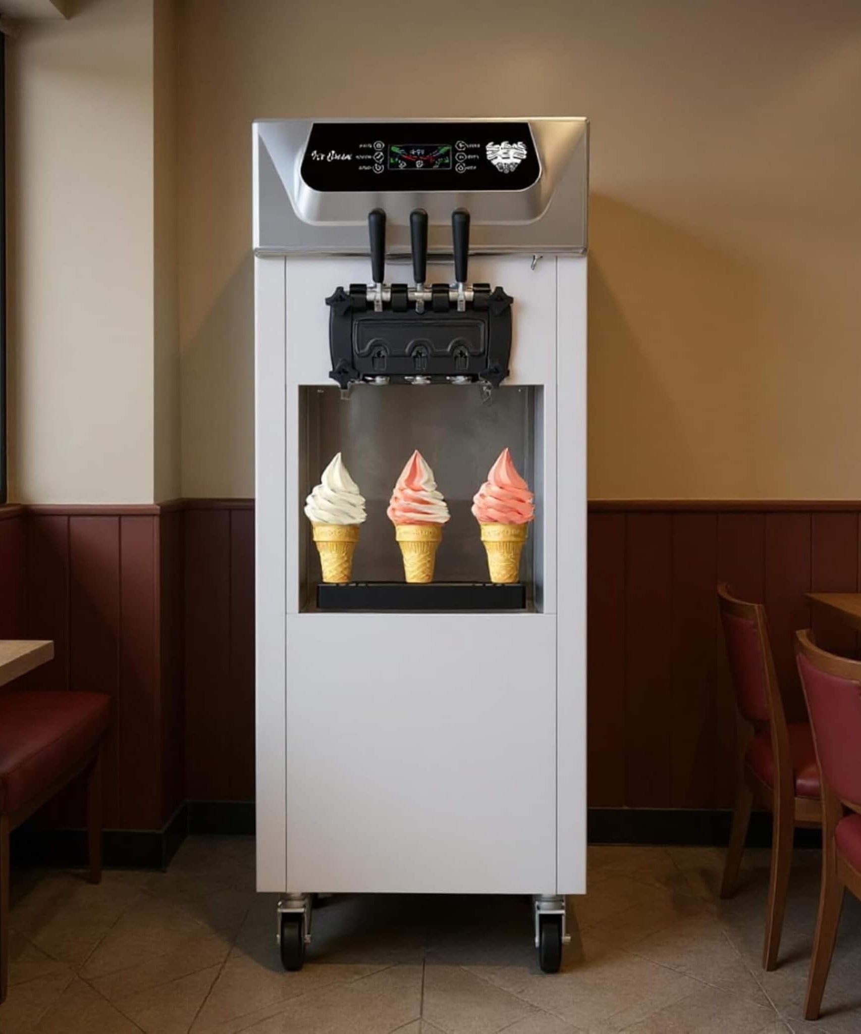 Commercial 2200W 3-Flavor Freestanding Soft Serve Ice Cream Machine With Auto Clean (SAK83517)