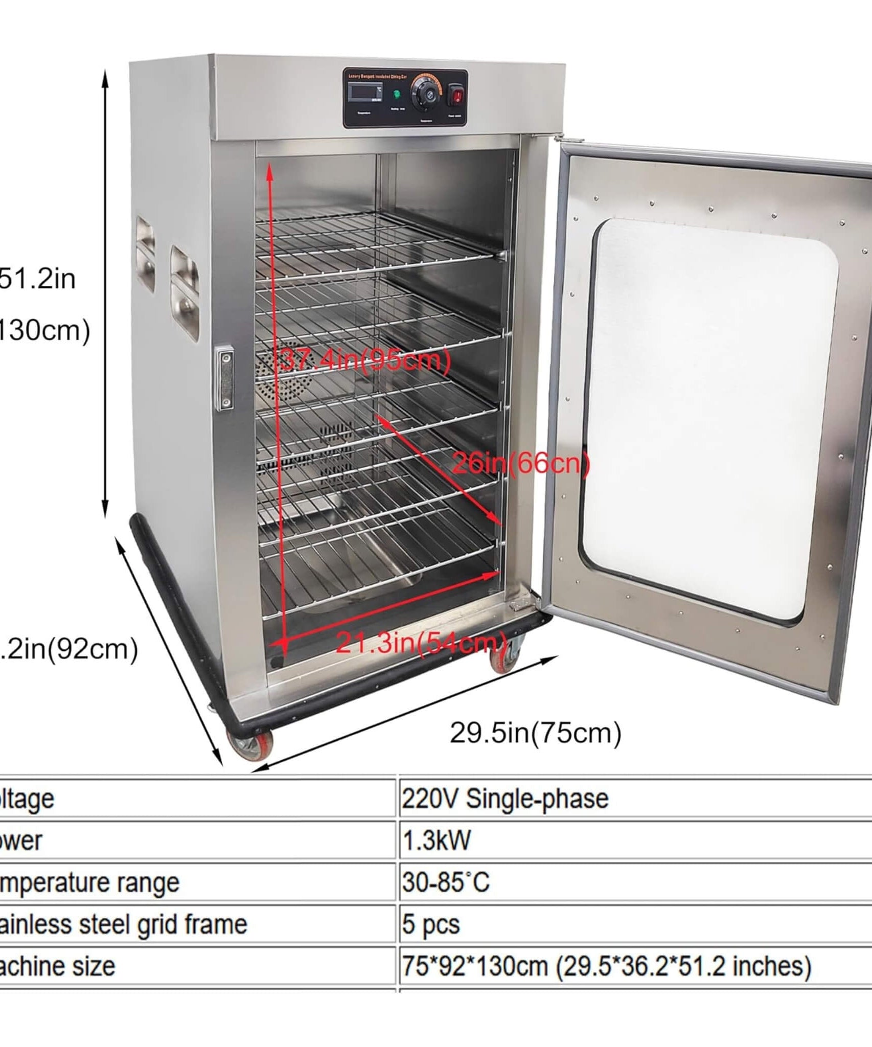 Commercial 220V 5-Layer Food Heating Cabinet With Glass Door (SAK17830)