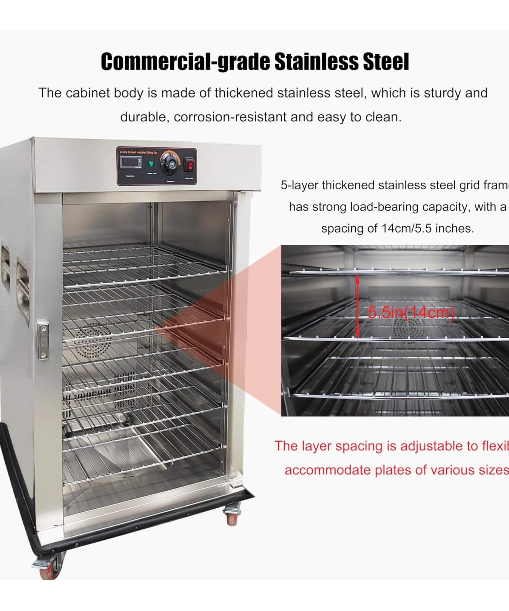 Commercial 220V 5-Layer Food Heating Cabinet With Glass Door (SAK17830)