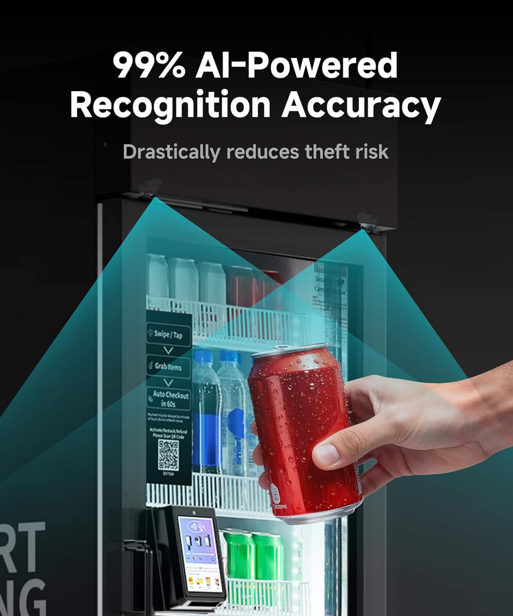 Commercial 252-Bottle AI-Powered Combo Refrigerated Vending Machine With Self-Checkout (SAK10538)