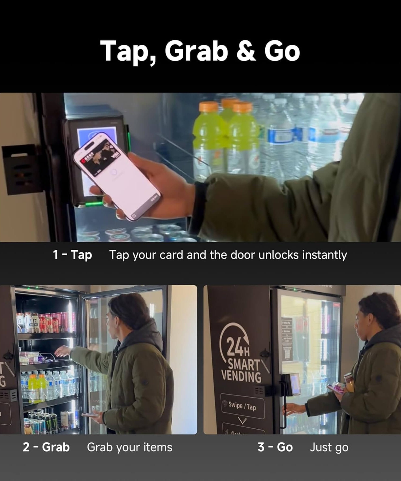 Commercial 252-Bottle AI-Powered Combo Refrigerated Vending Machine With Self-Checkout (SAK10538)
