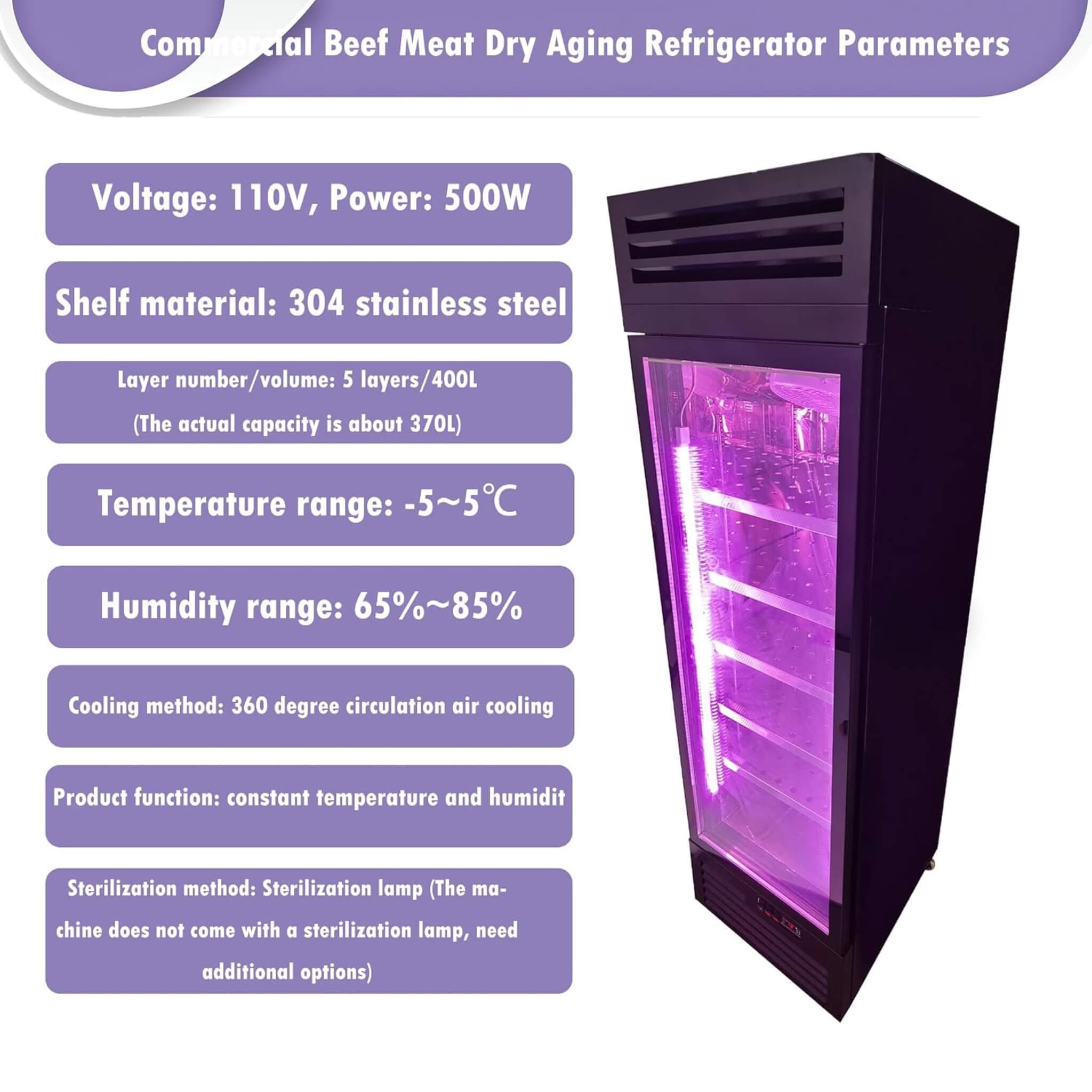 Commercial 400L Stainless Steel 110V Meat Dry Aging Refrigerator (SAK15268)