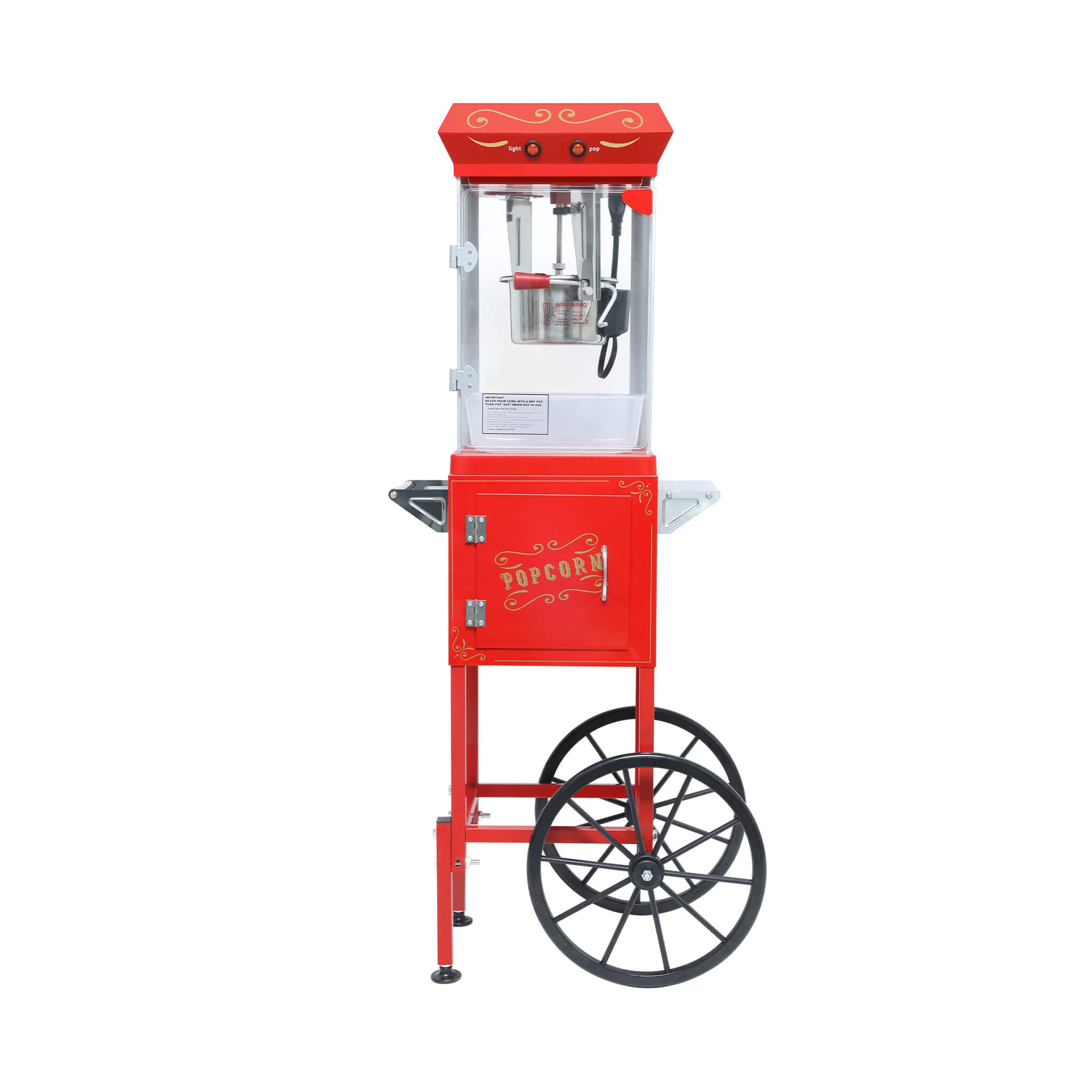 Kommerzielle 6-Unzen Edelstahl-Vintage-Popcornmaschine mit Wagen, Rot (SAK35951)