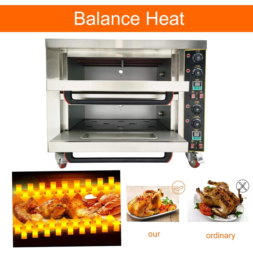 6400W Commercial Electric Double Deck Convection Baking Pizza Oven (SAK37281)