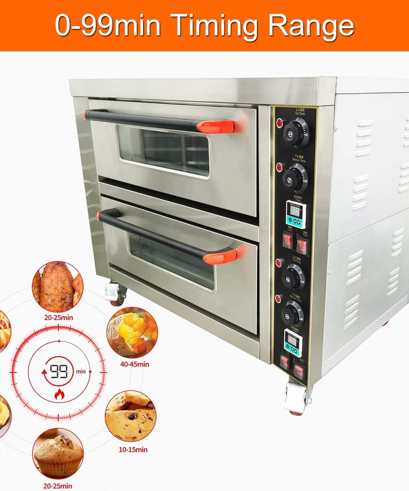 6400W Commercial Electric Double Deck Convection Baking Pizza Oven (SAK37281)
