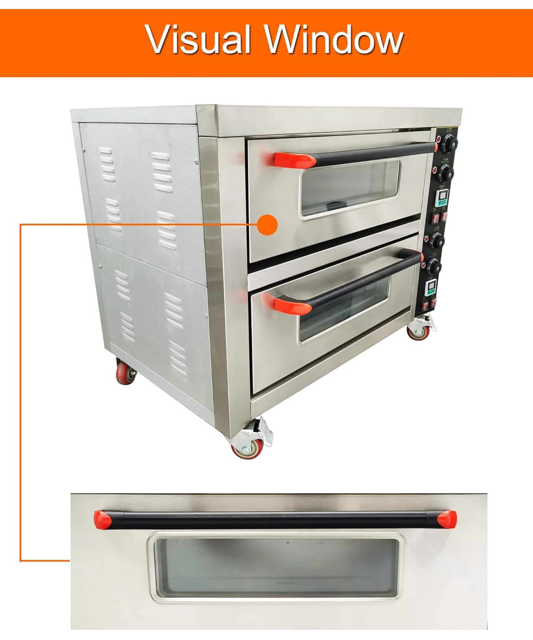 6400W Commercial Electric Double Deck Convection Baking Pizza Oven (SAK37281)