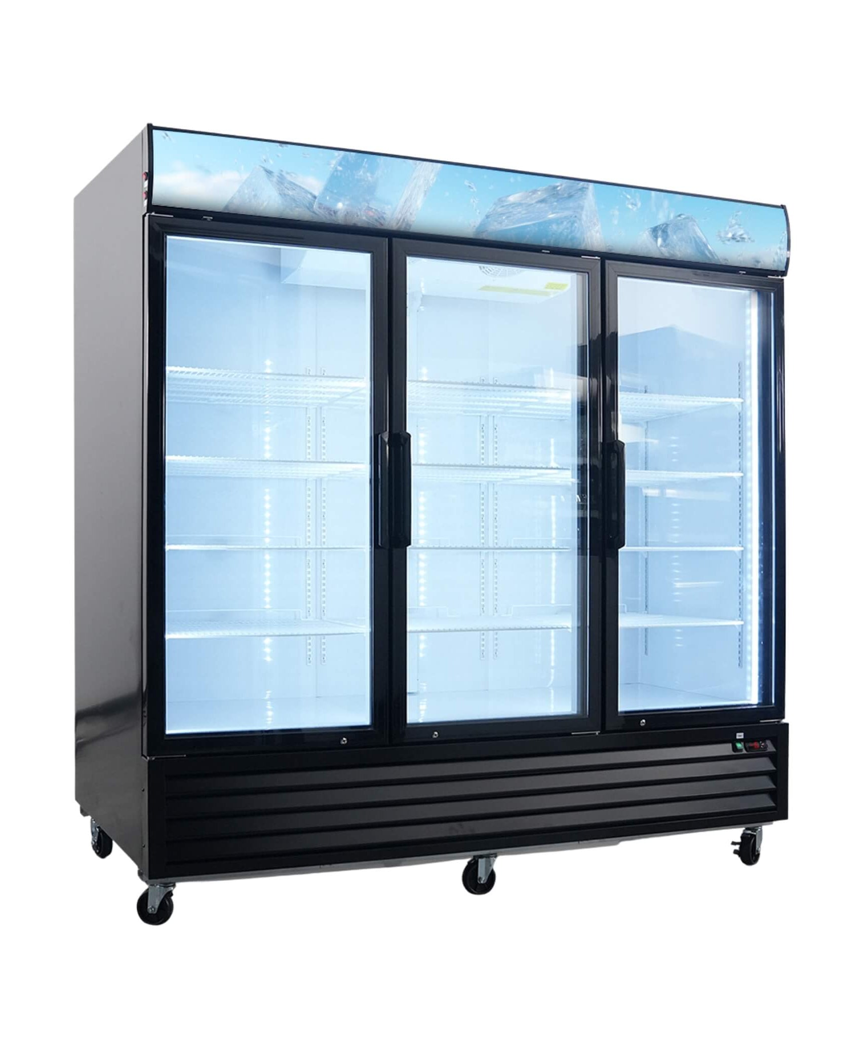 Commercial 70 Cu.Ft Reach-In Glass Door Merchandiser Freezer With LED Top Panel And Swing Door (SAK43890)