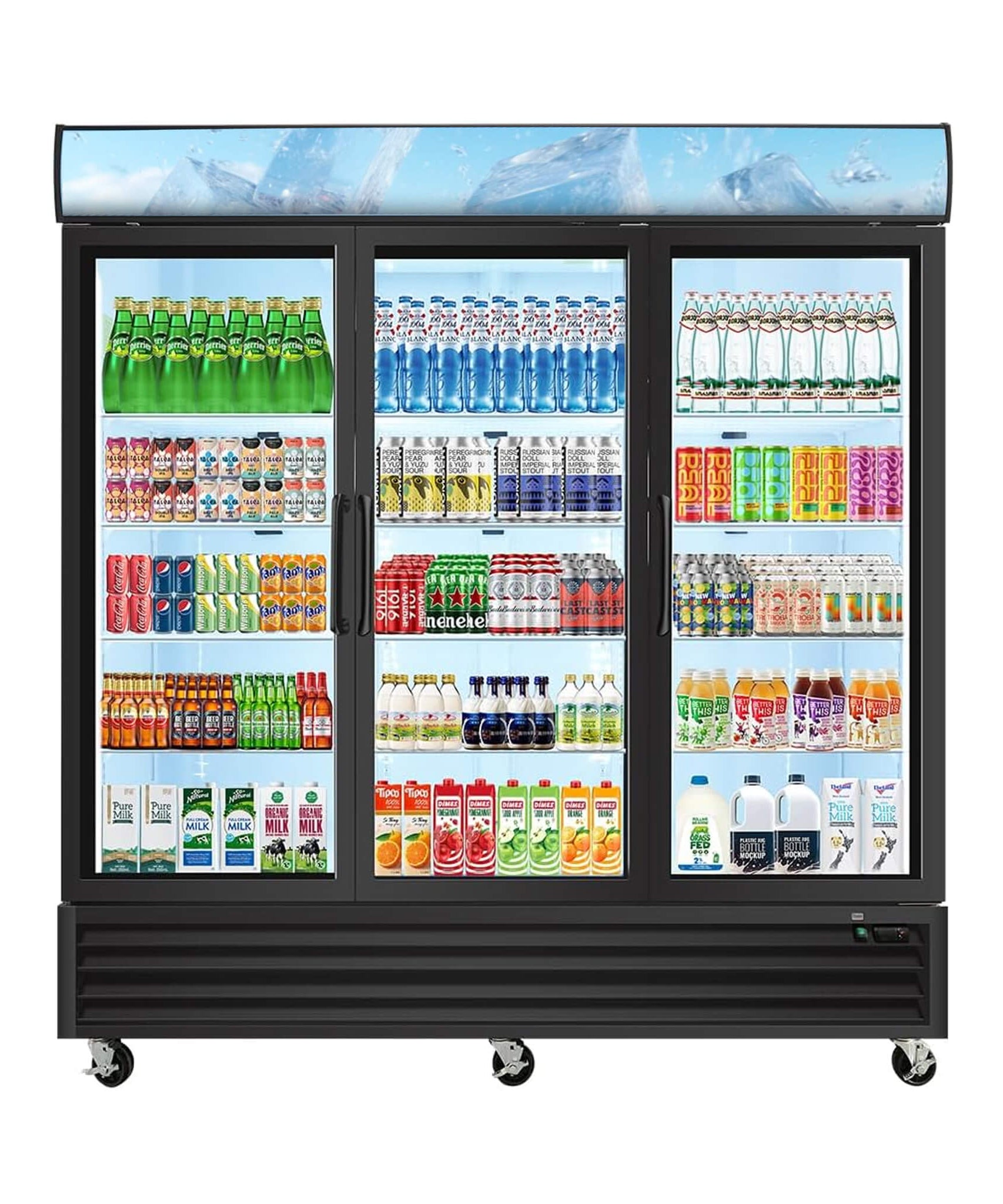Commercial 70 Cu.Ft Reach-In Glass Door Merchandiser Freezer With LED Top Panel And Swing Door (SAK43890)